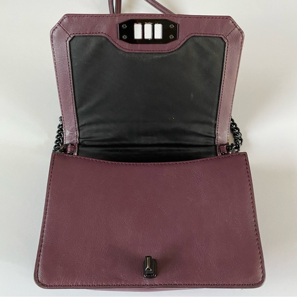 Rebecca Minkoff Womens Chevron Quilted Love Crossbody Purple Chain Strap Small - Picture 7 of 14